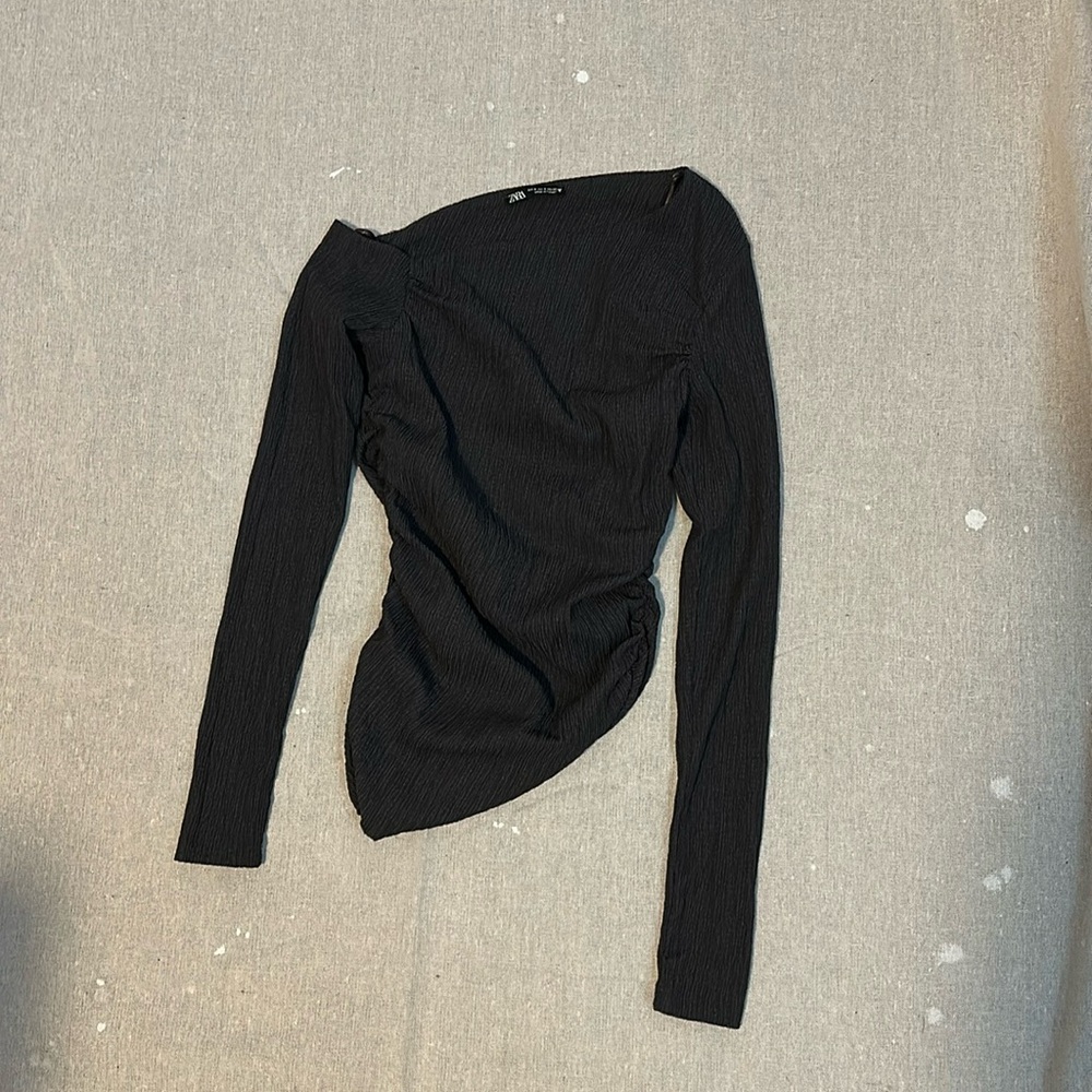 Zara Off The Shoulder Long Sleeve Top | Black | Size S